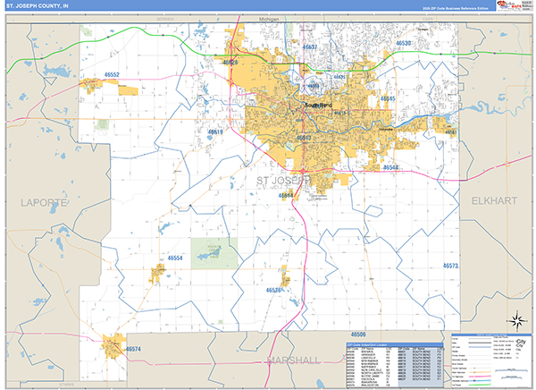 St. Joseph County, IN Zip Code Map